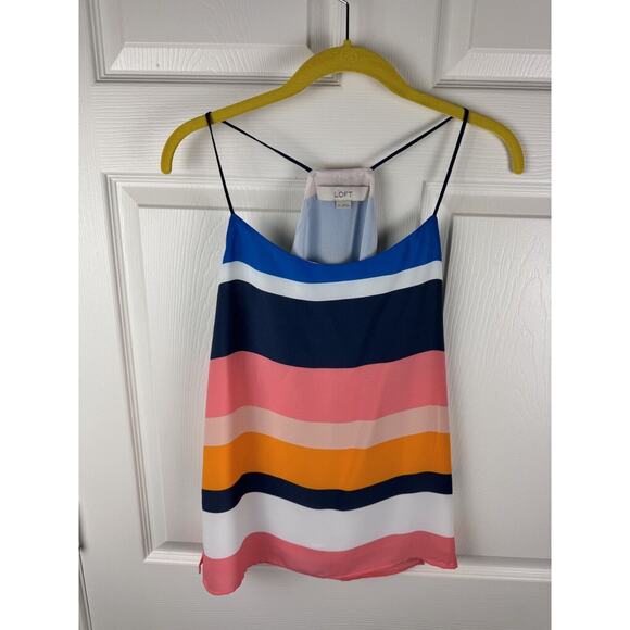 Ann Taylor LOFT Colorblock Racerback Fluid Cami, Multi Colored, Size XS, 48-004 - Picture 4 of 16